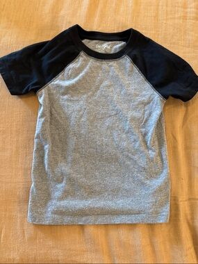 Cat & Jack Gray and Black Raglan Short Sleeve Tee